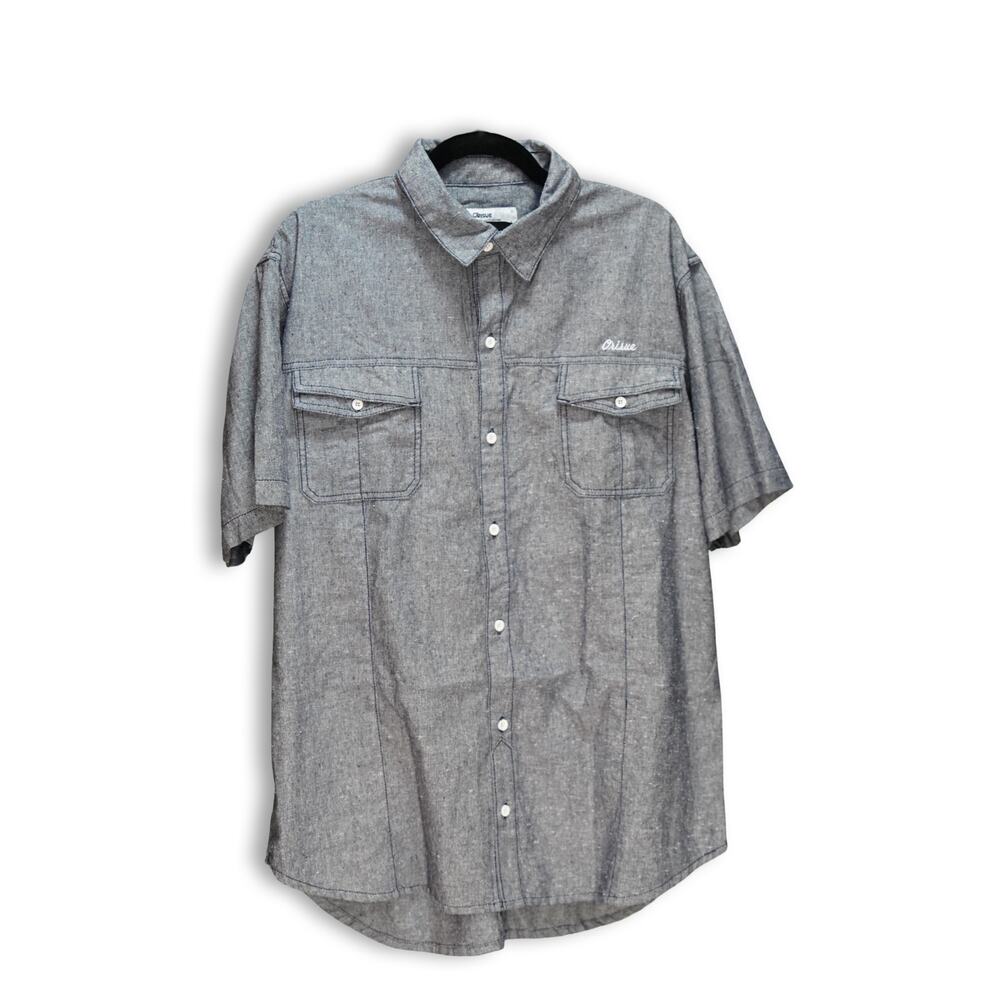 Orisue Men's Black Short Sleeve Button-Down Shirt XL